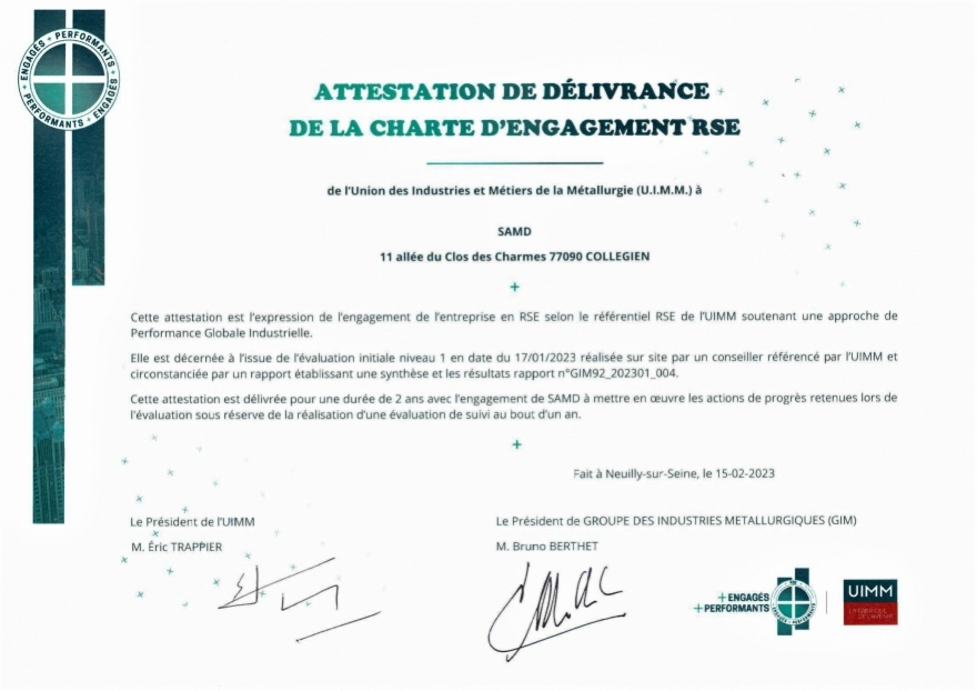 Attestation charte RSE